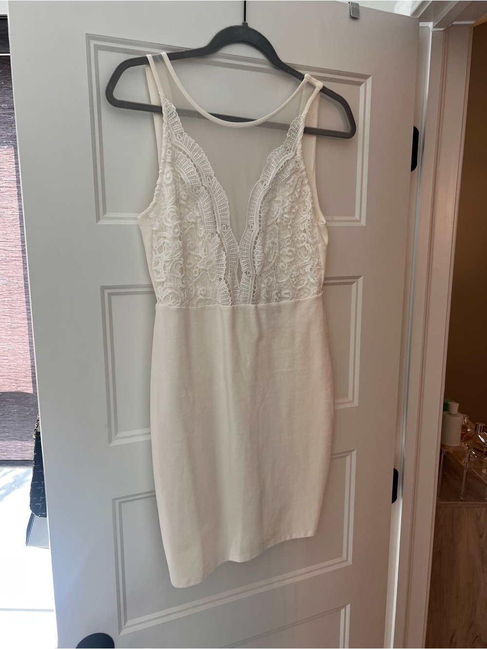 Lulus Coquina White Lace Mesh Bodycon Mini Dress M Worn Once